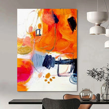 Load image into Gallery viewer, “Vibrant Abstract Chaos” – Colorful Mixed - Media Painting with Orange Dominance DTP272
