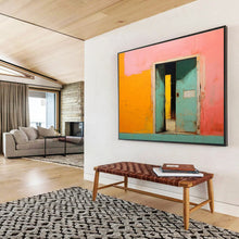 Load image into Gallery viewer, Color - Blocked Doorway Abstract Painting on Canvas - “Vibrant Threshold” DKH641