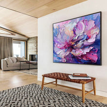 Load image into Gallery viewer, Colorful Textured Peony Abstract Painting on Canvas - “Vibrant Bloom” DKH681