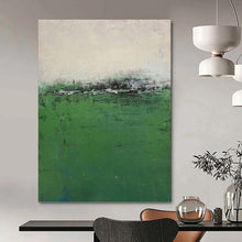 Load image into Gallery viewer, “Misty Green Field” - Green, Grey Abstract Landscape on Canvas DKH1207