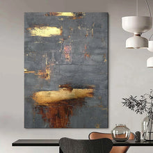 Load image into Gallery viewer, Gray - Gold Abstract Textured Art, Ideal for Sophisticated Office & Luxury Living Room LargeART1999