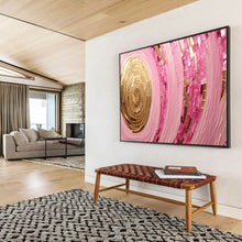 Load image into Gallery viewer, Hand - painted Pink and Gold Spiral Mosaic Acrylic Art for Glamorous Bedroom Interiors LargeART1707