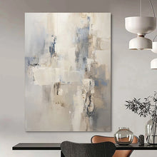 Load image into Gallery viewer, “Neutral Abstract with Blue Accents” - Beige, Grey, Blue Abstract Art on Canvas DKH1249