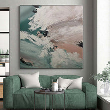 Load image into Gallery viewer, Turquoise and White Abstract Acrylic Art - Ideal for Beach - themed Home Office & Coastal Living Room LargeART0554