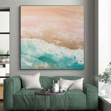 Load image into Gallery viewer, Custom Large Pink and Blue Seaside - Perfect for Beachfront Hotel Room & Coastal Living Room LargeART0751