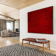 Load image into Gallery viewer, Hand - painted Red Textured Grid Acrylic Art for Industrial - Style Loft Decor LargeART1651