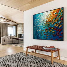Load image into Gallery viewer, Hand - painted Vibrant Underwater Fish Swarm Acrylic Art for Lively Family Room Centers LargeART1689