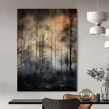 Load image into Gallery viewer, Misty Forest at Dusk Abstract Canvas Painting, Ideal for Cozy Reading Nook & Nature - Inspired Bedroom LargeART1204