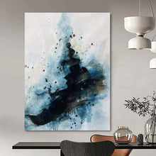 Load image into Gallery viewer, Delicate Black & Blue Abstract Art, Fit for Minimalist Bedroom & Artistic Study LargeART2306