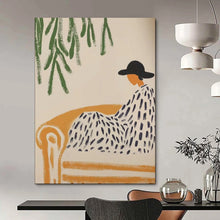 Load image into Gallery viewer, Green - Orange - Black Abstract Relaxation Art, Suited for Tranquil Reading Nook & Serene Bedroom LargeART2047