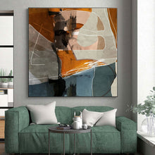 Load image into Gallery viewer, Geometric Collage in Warm Tones Acrylic Art - Perfect for Bohemian - style Cafe & Creative Studio LargeART0567
