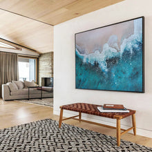 Load image into Gallery viewer, Textured Turquoise Sea and Sand Abstract acrylic painting DLZ040