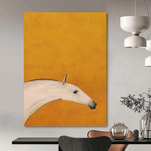 Load image into Gallery viewer, “Minimalist White Horse on Orange” - Simplistic Equine Portrait on Canvas DKH1427