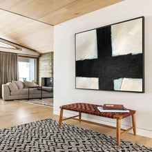 Load image into Gallery viewer, Bold Black - and - White Abstract Cross Art for Modern Church & Minimalist Study DKH180