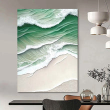 Load image into Gallery viewer, “Aerial Ocean Waves” – Surreal Seascape Acrylic Painting with Calming Tones DTP290