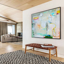 Load image into Gallery viewer, Line - Filled Abstract Painting with Soft Tones for Bohemian Living Room & Creative Studio DKH071