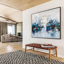 Load image into Gallery viewer, Cool - Toned Abstract Harbor Scene for Coastal Home Office & Nautical - Themed Lounge DKH162