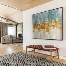 Load image into Gallery viewer, Cityscape “Golden Skyline” Painting on Canvas, Abstract Urban Art DKH841