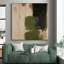 Load image into Gallery viewer, Oversized Green - Black Abstract Lines Art for Modern Studio & Nature - Themed Lounge LargeART0533