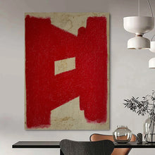 Load image into Gallery viewer, “Red Geometric Form” - Bold Red Abstract Shape Art, Abstract Painting on Canvas DKH1076