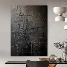 Load image into Gallery viewer, Textured Black Abstract Painting - Ideal for Industrial Loft & Home Theater LargeART2363