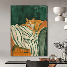 Load image into Gallery viewer, Green - Orange Abstract Pet Art, Perfect for Cozy Pet - Friendly Bedroom & Charming Living Room LargeART2046