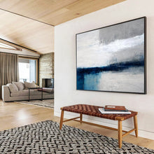 Load image into Gallery viewer, Minimalist Gray and Blue Horizon Abstract acrylic painting DLZ053