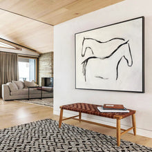 Load image into Gallery viewer, Minimalist Horse Silhouette Painting on Canvas - “Elegant Equines” DKH751