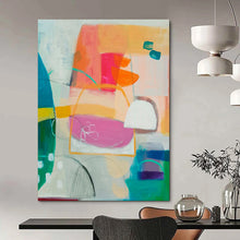 Load image into Gallery viewer, Bright Abstract Shape Painting, Ideal for Playful Kids' Room & Creative Coworking Space LargeART1821