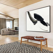 Load image into Gallery viewer, Black - White Swirl “Dynamic Abstract” Painting on Canvas, Energetic Modern Art DKH910