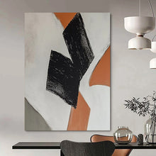 Load image into Gallery viewer, “Geometric Shapes in Orange and Black” – Minimalist Abstract with Bold Color Blocks DTP111