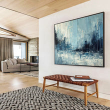 Load image into Gallery viewer, Blue - Gray Urban Abstract Painting On Canvas DKH367