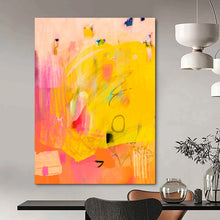 Load image into Gallery viewer, Bright Yellow & Pink Abstract Fusion, Suited for Cheerful Bedroom & Art - Loving Kitchen LargeART2005