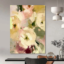 Load image into Gallery viewer, “Sunlit Cream Flower Bouquet” - Peach, Yellow, White Floral Art on Canvas DKH1354