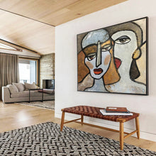 Load image into Gallery viewer, Cubist Abstract Figure Painting on Canvas - “Faces of Creativity” DKH719