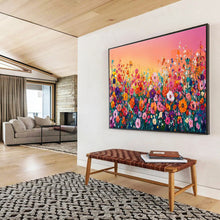 Load image into Gallery viewer, Colorful Flower Field Abstract Painting on Canvas - “Sunset Blooms” DKH680