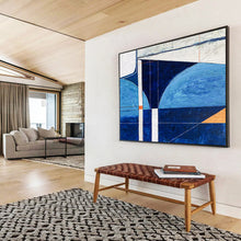 Load image into Gallery viewer, Geometric Blue - Toned Abstract Painting on Canvas DKH540