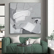 Load image into Gallery viewer, Oversized Gray - White Textured Abstract Acrylic Art for Studio & Industrial Loft LargeART0407