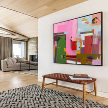 Load image into Gallery viewer, Pink - Dominant Geometric Abstraction Abstract acrylic painting DLZ013