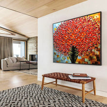 Load image into Gallery viewer, “Red Blossom Abundance” - Textured Floral Abstract Acrylic, Fits Entryway and Dining Room DLZ226