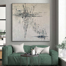 Load image into Gallery viewer, Oversized Black - Blue Linear Abstract Art for Modern Hallway & Art Gallery LargeART0469