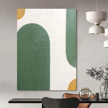 Load image into Gallery viewer, “Green Arches with Golden Accents” - Green, Gold Abstract Art on Canvas DKH1170