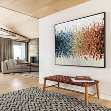 Load image into Gallery viewer, Textured Tri - Color Abstract Painting on Canvas - “Color Blocks” DKH691