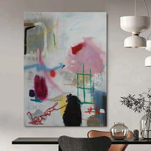 Load image into Gallery viewer, Playful Abstract Doodles Painting - Great for Creative Studio & Bohemian Bedroom LargeART1406
