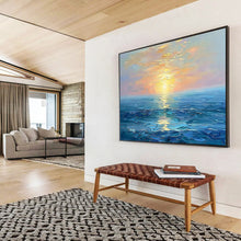 Load image into Gallery viewer, Impressionistic Sunset Seascape Painting on Canvas - “Golden Ocean Horizons” DKH767