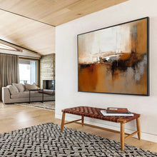 Load image into Gallery viewer, Soft Brown & White Abstract - Serene Living Room Art LargeART1506