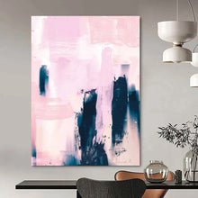 Load image into Gallery viewer, “Blush Silhouettes” - Soft pinks, dark blue, abstract shapes, dreamy mood DTP179