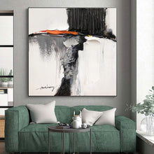 Load image into Gallery viewer, Custom Large Textured Black - White - Orange Art - Ideal for Industrial Loft & Art - Centric Restaurant LargeART0791