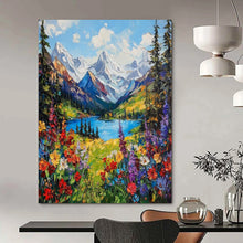 Load image into Gallery viewer, Abstract Painting Vivid Mountain Lake Art for Patio & Office Decor LargeART2156