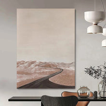 Load image into Gallery viewer, “Desert Road Serenity” - Beige, Brown Landscape Abstract Art on Canvas DKH1123